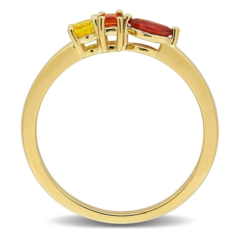 Miadora Multi-Gem Three Stone Ring Sterling Silver