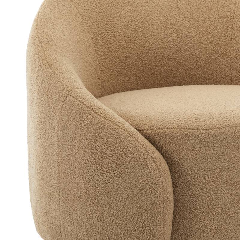 Upholstered Boucle Swivel Barrel Chair