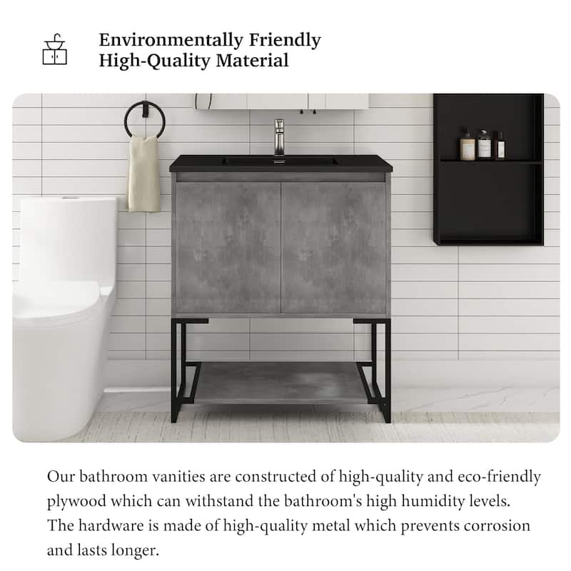 30-inch Freestanding Bath Vanity with Cultured Mable Top