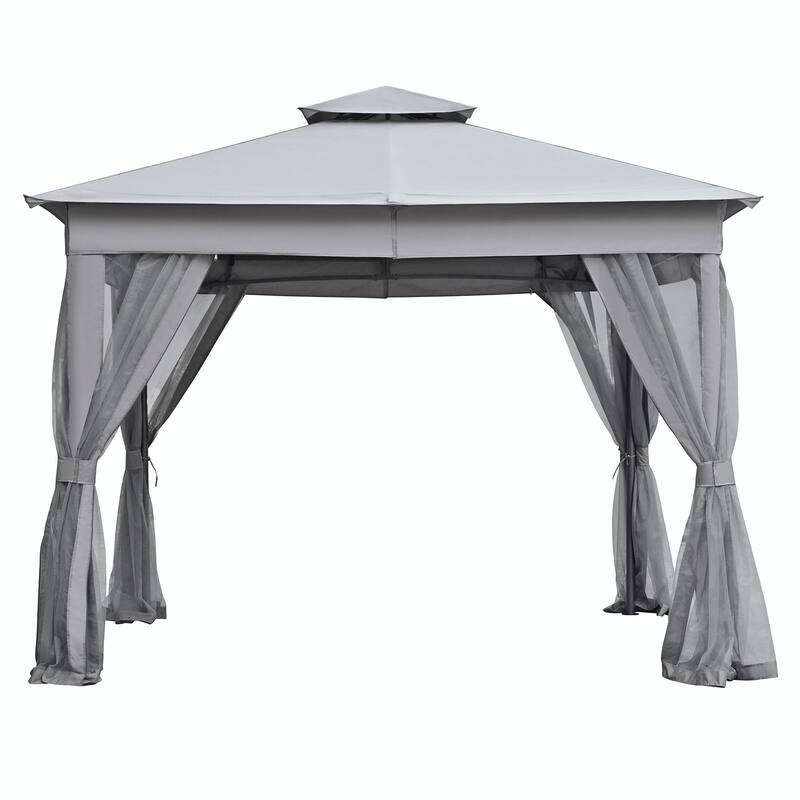 Outdoor Gazebo Tent with Double Roof, Mosquito Netting & Patio Canopy