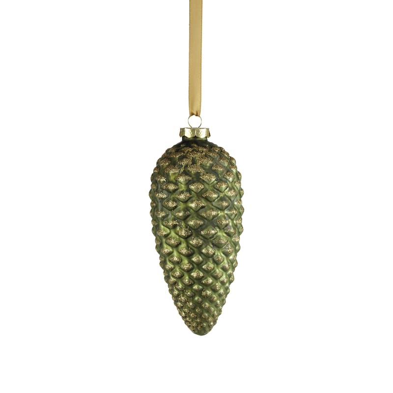 Cariad 6" Glass Pine Cone Ornaments, Set of 6