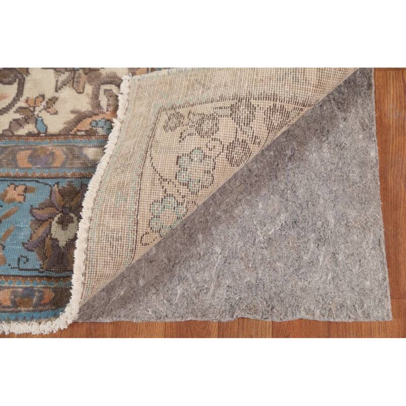 Over-Dyed Blue Tabriz Persian Vintage Rug Hand-Knotted Wool Carpet - 6'6"x 10'0"