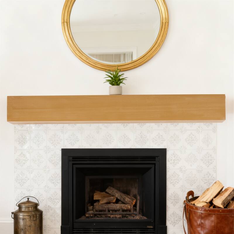 60" Fireplace Mantel Fir Wood Wall-Mounted & Floating Shelf