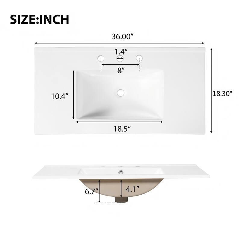 Christopher Knight Home - Modern Space Saving Striped Bathroom Vanity with Premium Ceramic Sink & Soft-Close Dual-Door Storage