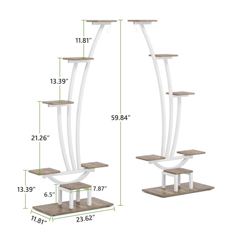 6-tier 2-piece Tall Plant Stand Shelf for Indoor Home Garden