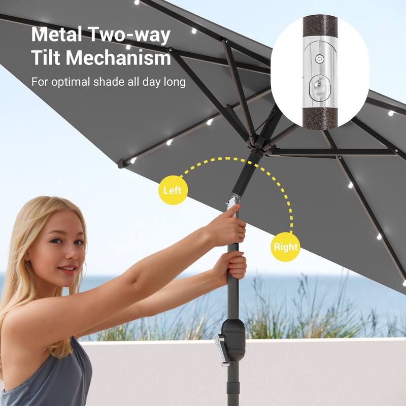 Bonosuki 7.5Ft LED Patio Market Umbrella Outdoor Table Umbrella