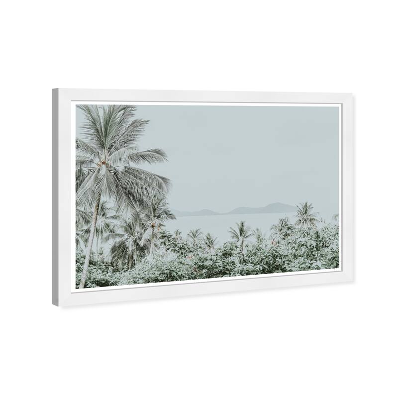 Wynwood Studio Prints Floral and Botanical Silver Grey Paradise Gray and Dark Green Tropical Wall Art Canvas Print