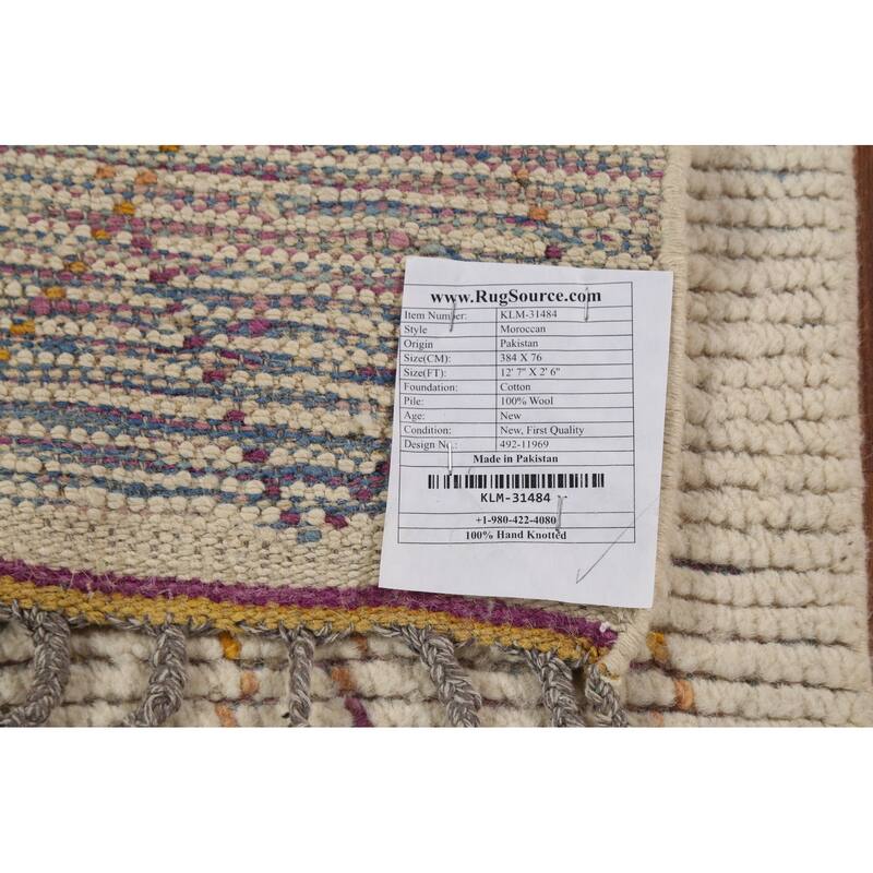 All-Over Trellis Moroccan Oriental Runner Rug Handmade Wool Carpet - 2'6"x 12'7"