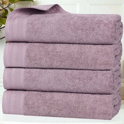 Superior Honeycomb Textured Border Cotton Medium Weight Bath Towels, Set of 4