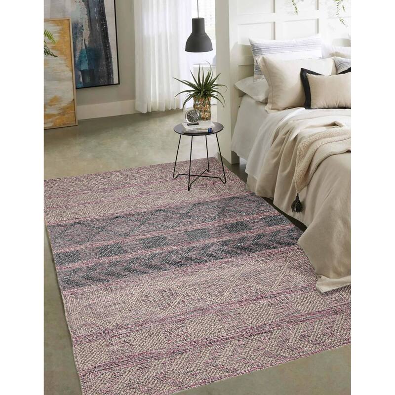 ECARPETGALLERY Braid weave Sienna Grey Wool Rug - 4'11 x 8'3