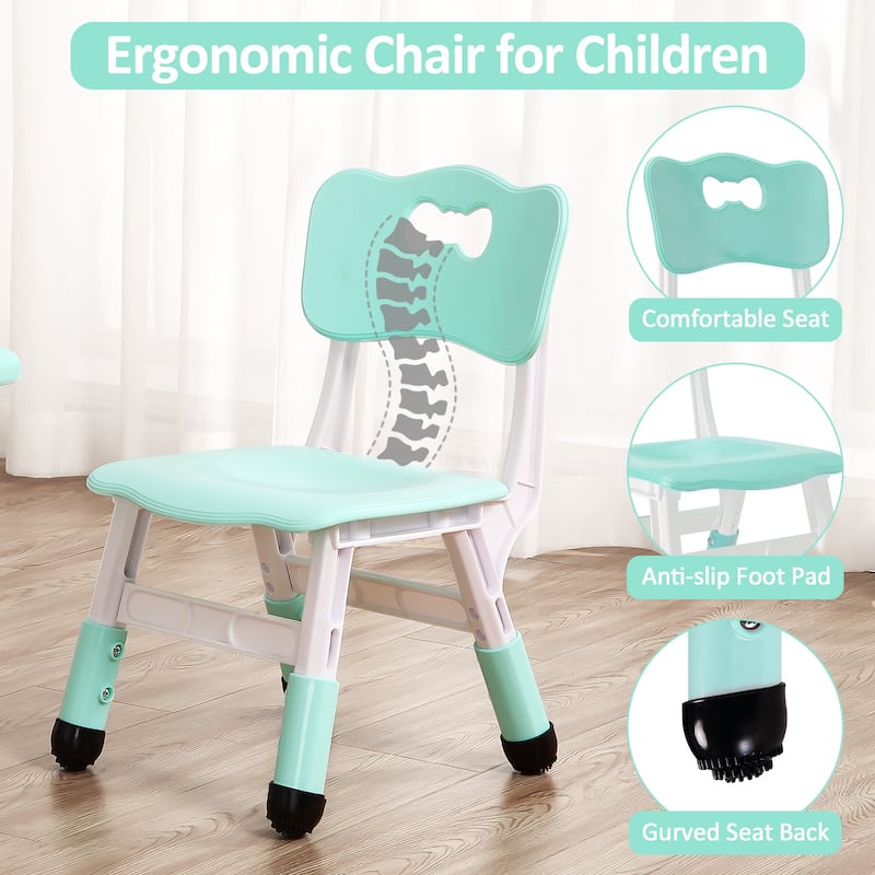 Kids Table and Chairs Set Height Adjustable Desk with 4 Seats
