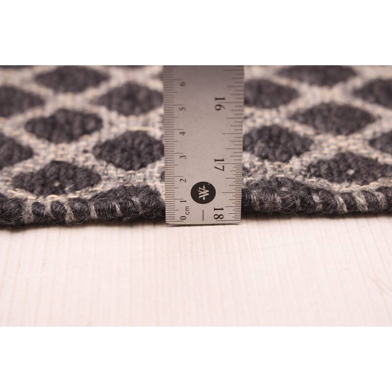 ECARPETGALLERY Braid weave Sienna Dark Grey Wool Rug - 5'0 x 7'6