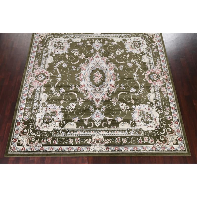 Green Floral Medallion Transitional Turkish Rug Oriental Carpet