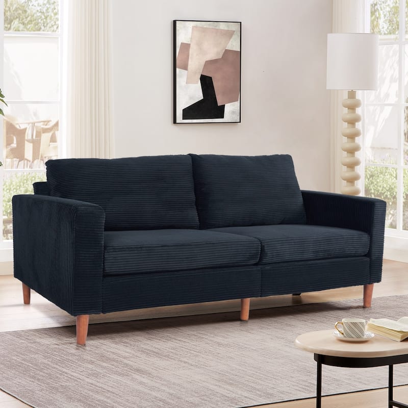 82.7" Sofas for Living Room, Comfy Love Seat Couches, Corduroy Loveseat Sofa,, Easy Assembly for Small Spaces - Black