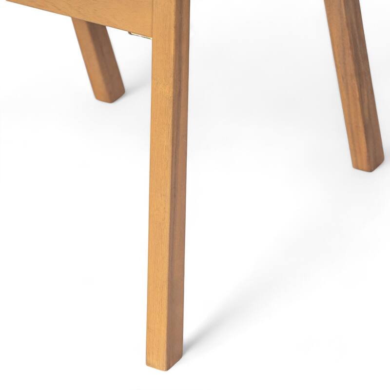 Roomfitters Set of 2 Outdoor Dining Chairs, Acacia Wood Teak Finish Frame with Breathable Mesh Seating, Beige