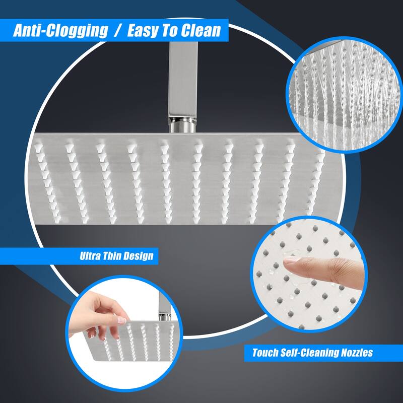 10" Square High Pressure Rain Shower Head,304 Stainless Steel Rain Shower Head