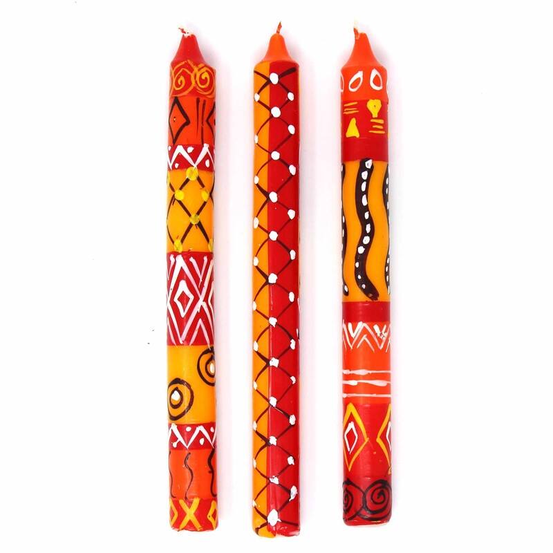 Handmade Taper Dinner Candles Zahabu Design Set of 3 (South Africa)
