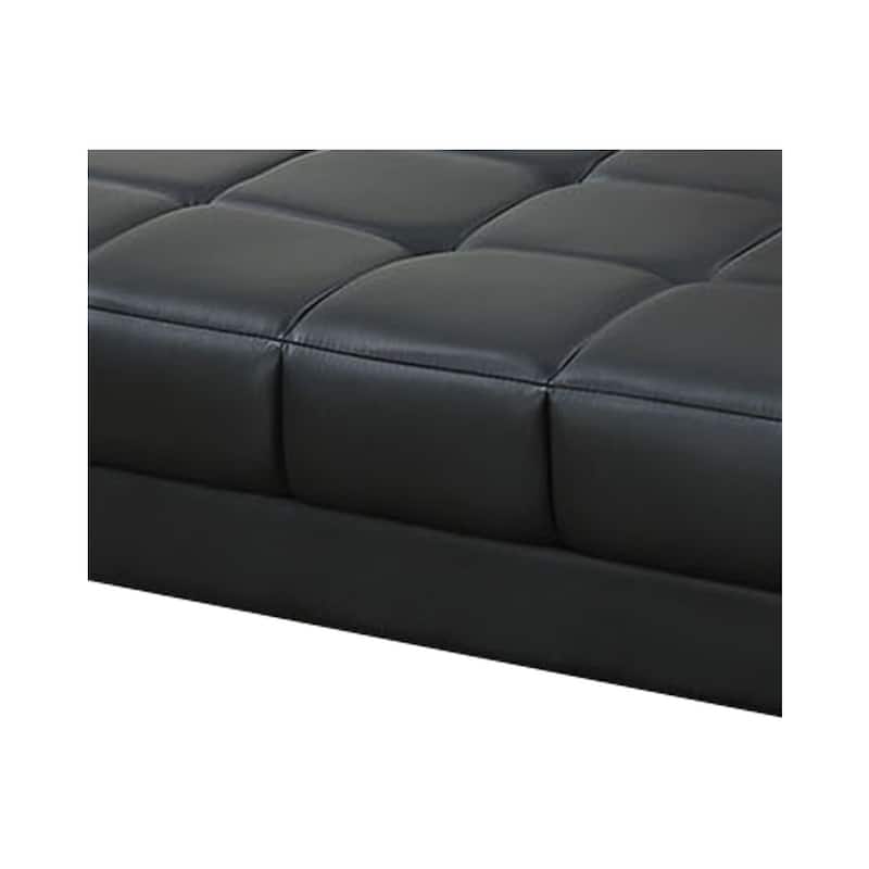 Tufted Bonded Leather Ottoman