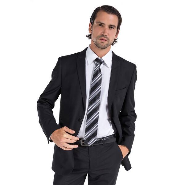 Porto Filo 2 Pcs Black Slim Fit Men S Suit Jacket Pant On Sale Overstock 22367408