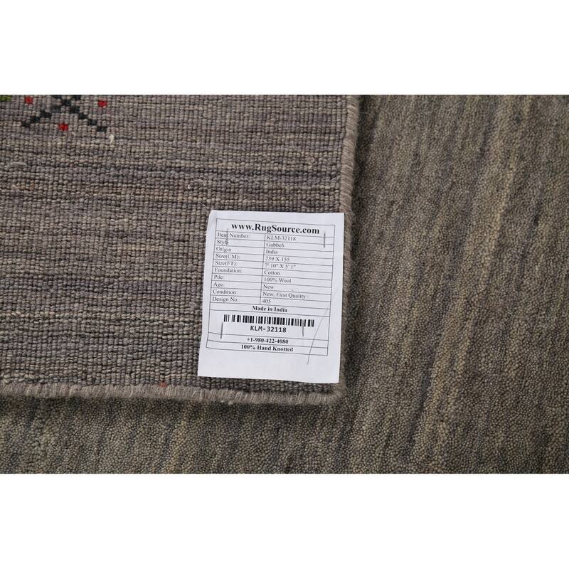Striped Gabbeh Oriental Area Rug Handmade Contemporary Wool Carpet - 5'1"x 7'10"