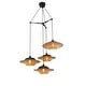preview thumbnail 2 of 8, Cascade 4-Light Cluster Pendant Light Natural Rattan Shade Coastal Chic Chandelier in Matte Black - 35 Wide
