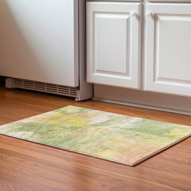 Premium Washable Super Soft Contemporary Splash Mayfield Rug - Green - 1' 8" x 2' 6" - Rectangle
