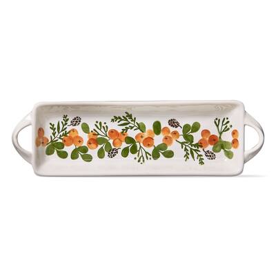 Warm Wishes Multicolor Ceramic Dessert Platter - Dishwasher Safe Serving Tray, 15" L x 4.25" W x 2" H