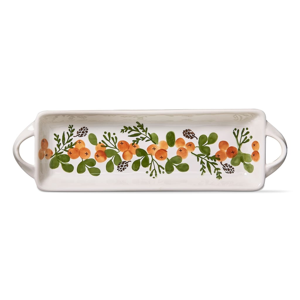 Warm Wishes Multicolor Ceramic Dessert Platter - Dishwasher Safe Serving Tray, 15" L x 4.25" W x 2" H