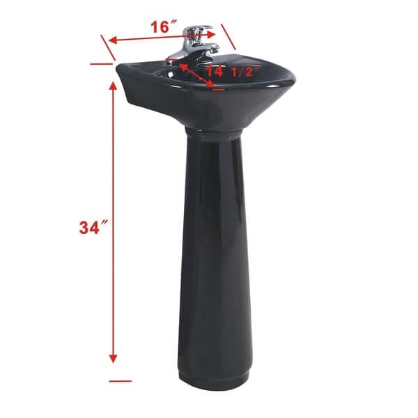 Renovators Supply Black Bathroom Small Pedestal Sink Vitreous China
