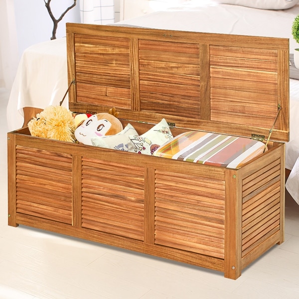 Acacia wood sales storage bench