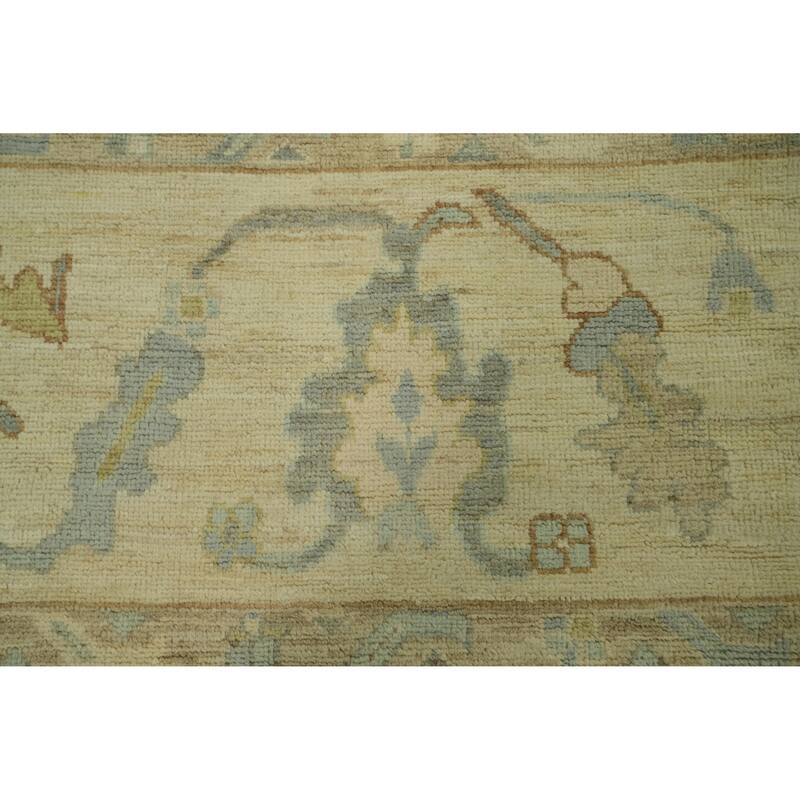 Vegetable Dye Gray Oushak Turkish Large Rug, Floral Geometric Carpet - 13' 9'' X 10' 3''