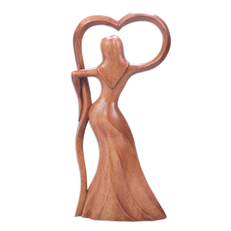 Novica Handmade Woman Celebrating Wood Statuette
