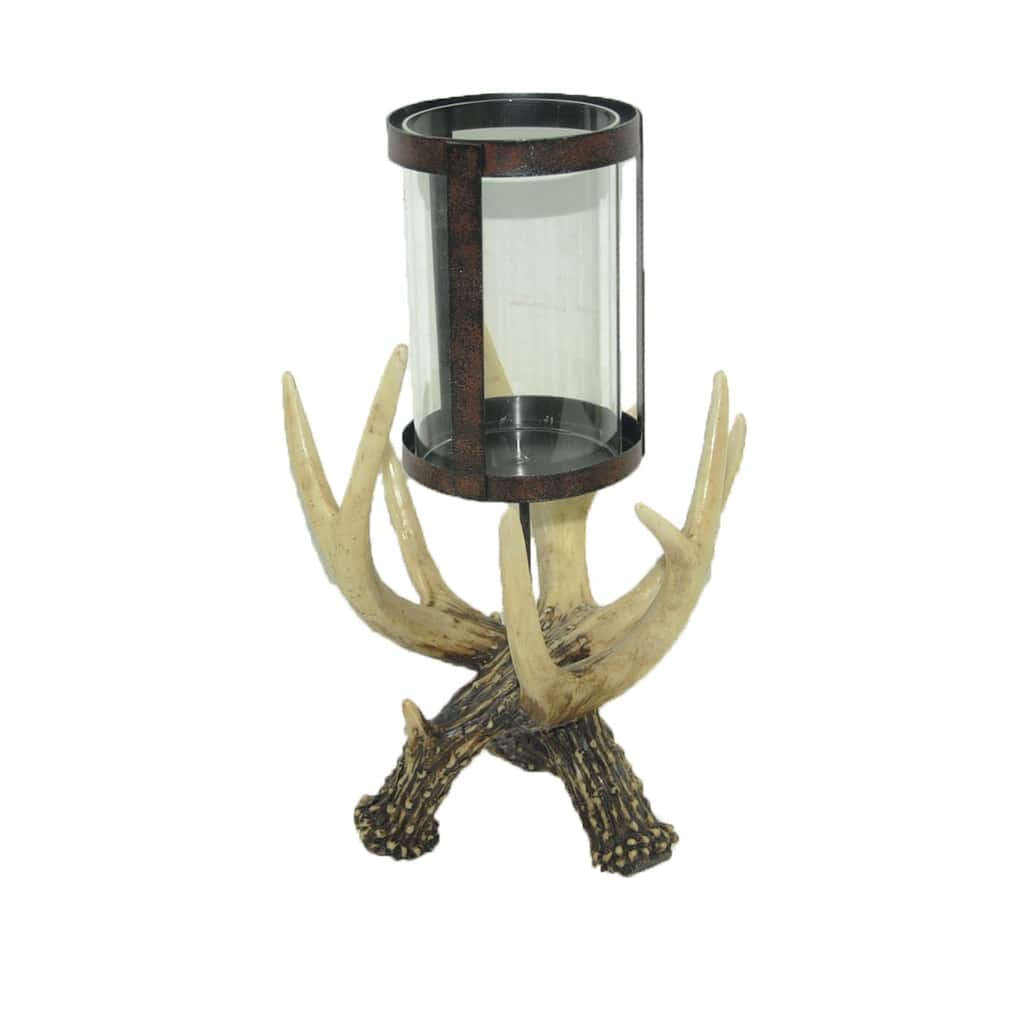 Paseo Road by Hiend Accents Antler Hurricane Candle Holder, 6.7" x 7.7" x 10.6", 1PC