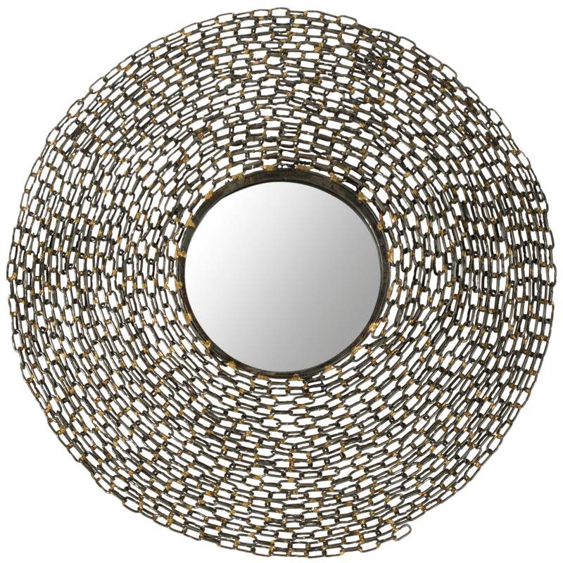 SAFAVIEH Assija Chain Link Natural 24-inch Round Decorative Mirror - 24" x 3.5" x 24" - 24Wx4Dx24H