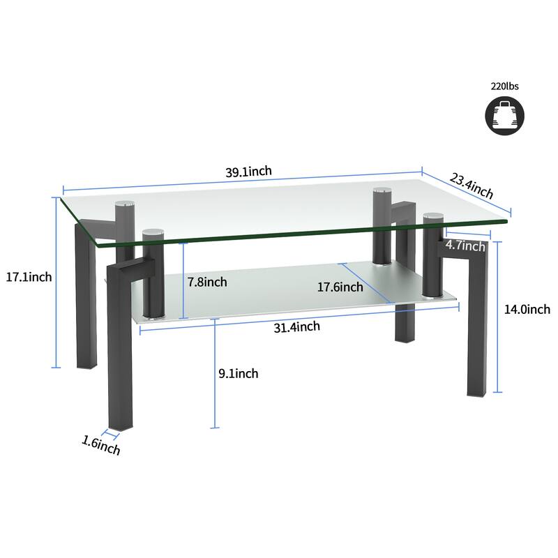 Modern Rectangle Glass Coffee Table