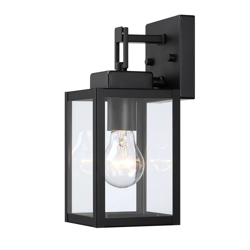 11"H 1-Light Matte Black Outdoor Wall Lantern Sconce (2-Pack)