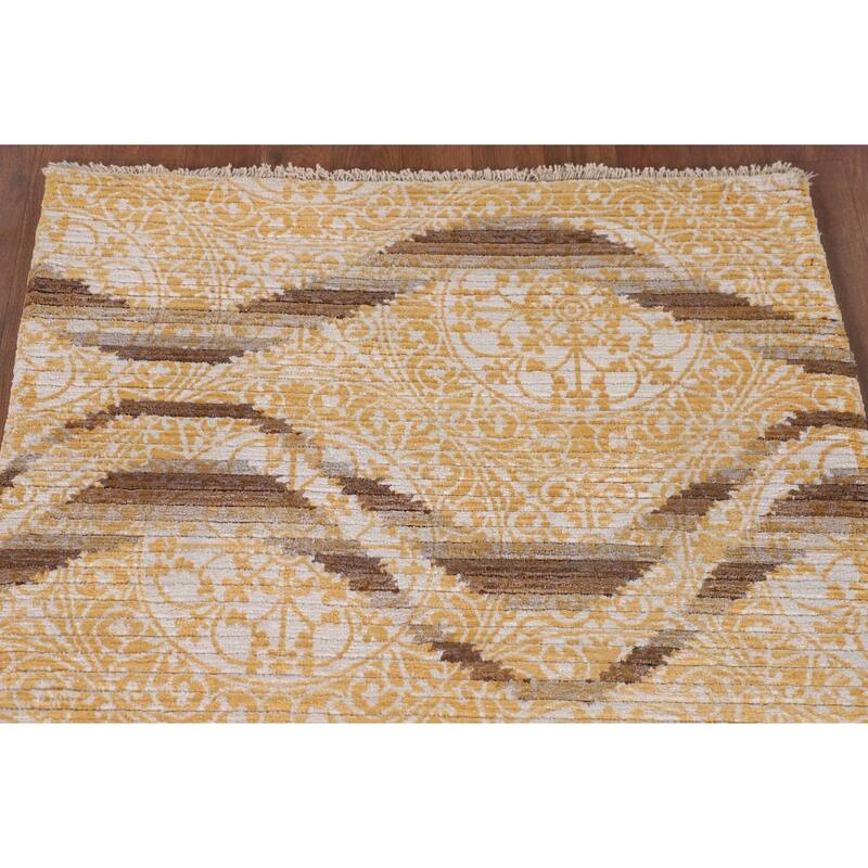 Abstract Oriental Accent Rug Handmade Striped Wool Carpet - 2'9"x 5'1"