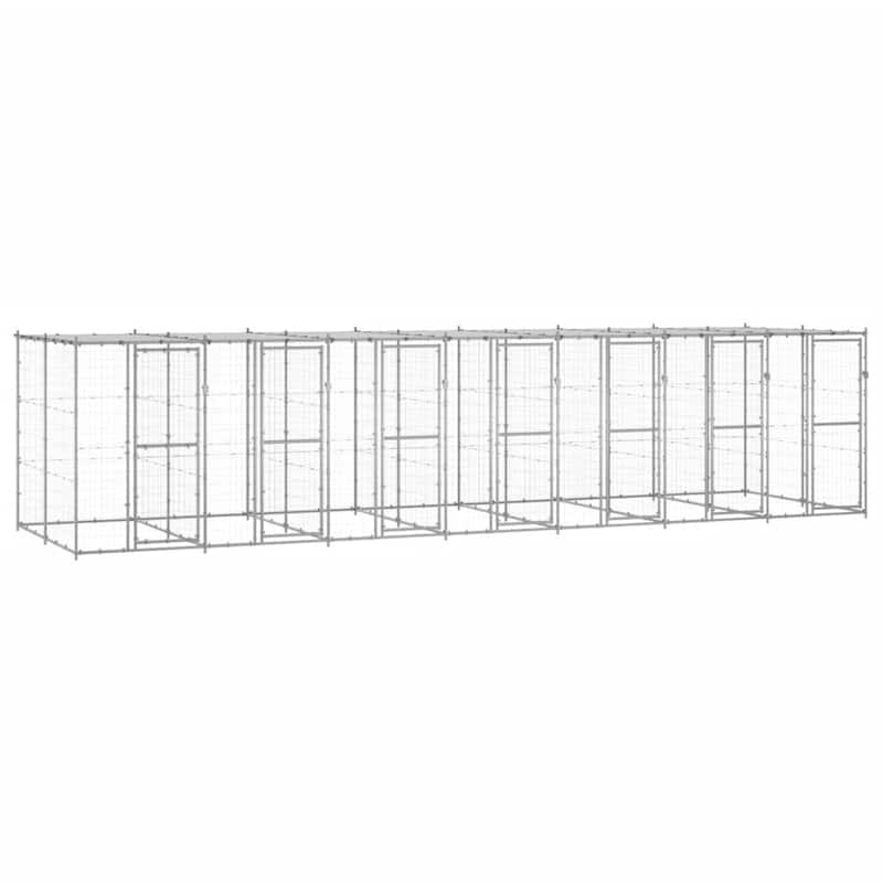 vidaXL Outdoor Dog Pen Pet Crate Kennel Cage Playpen House for Yard Steel