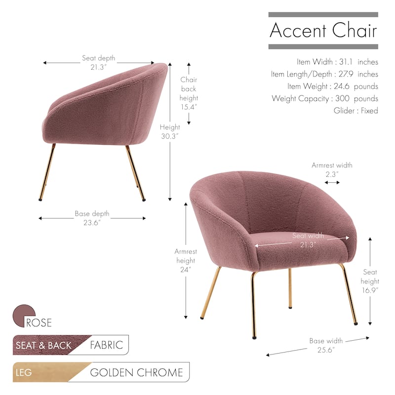 Porthos Home Iana Accent Chair, Fabric Bucket Seat, Gold Chrome Legs