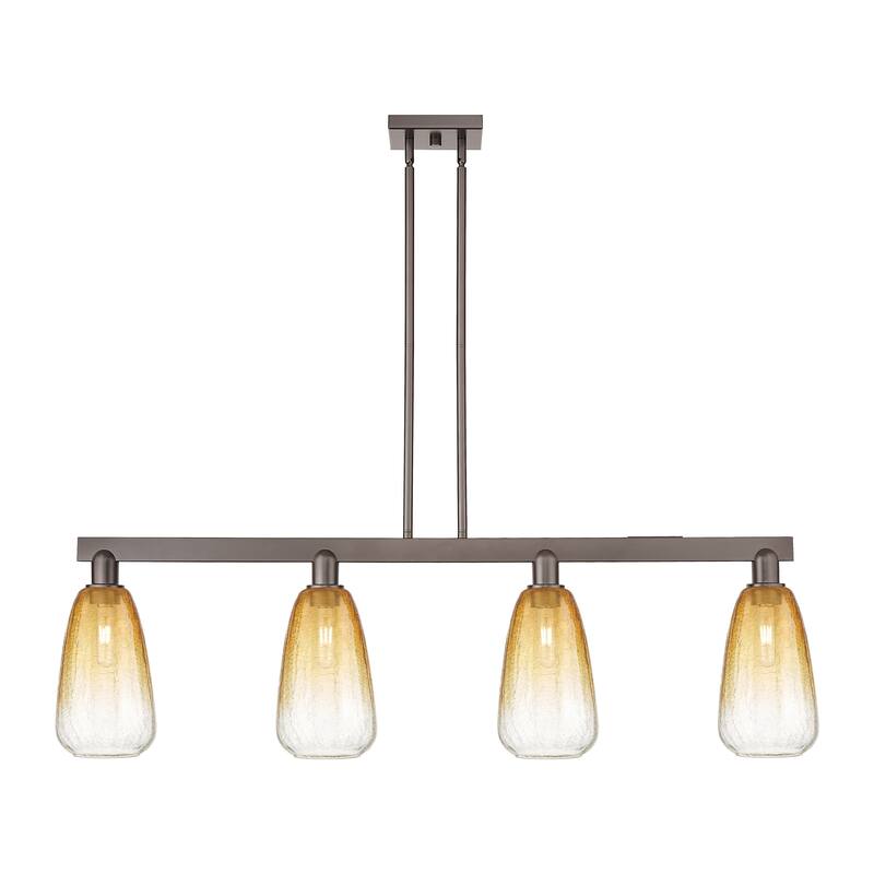 Innovations Lighting Urban Downtown - Brookhaven Almond - 4 Light 48" Stem Hung Island Light - Oil Rubbed Bronze/Amber