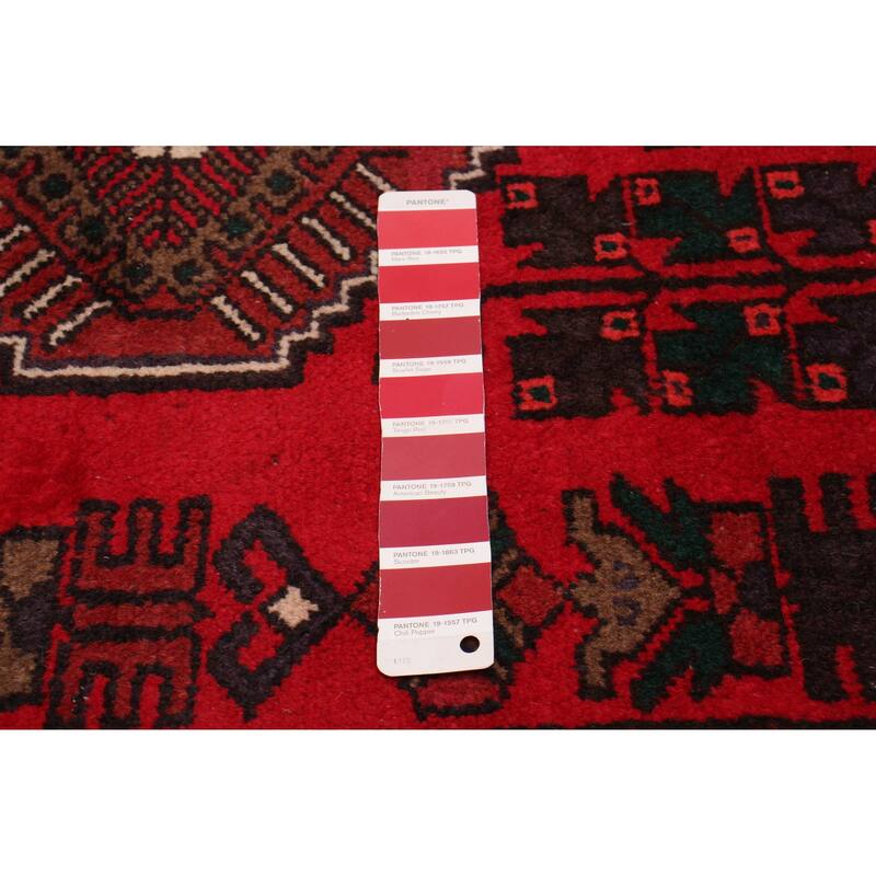ECARPETGALLERY Hand-knotted Andelz Red Wool Rug - 3'4 x 9'4