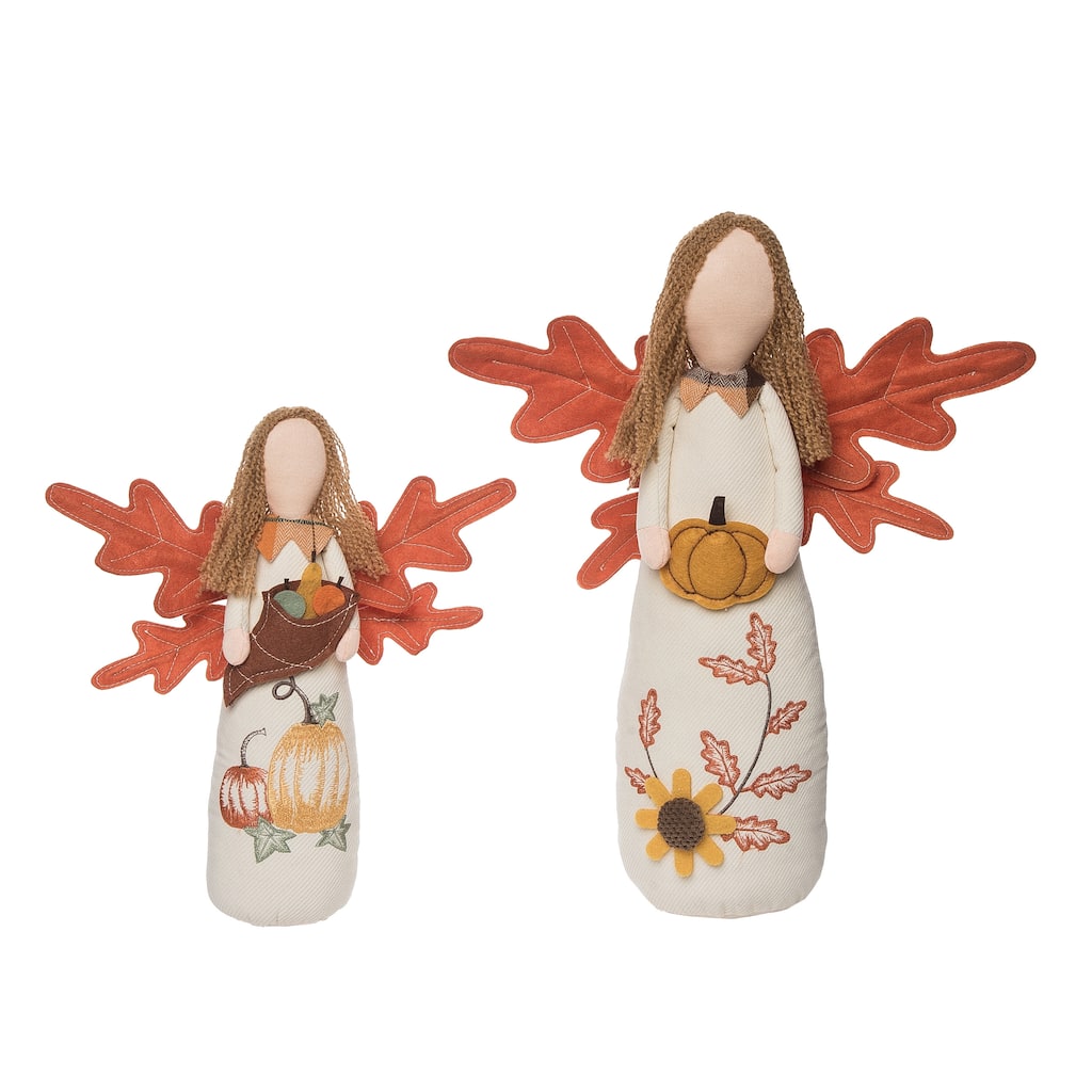 Transpac Polyester 17.75 in. Multicolor Harvest Plush Harvest Leaf Angels Set of 2