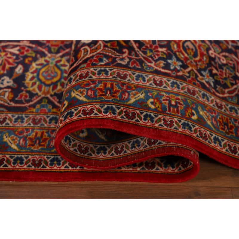 Traditional Kashan Vintage Persian Area Rug Handmade Wool Carpet - 9'8" x 13'2"