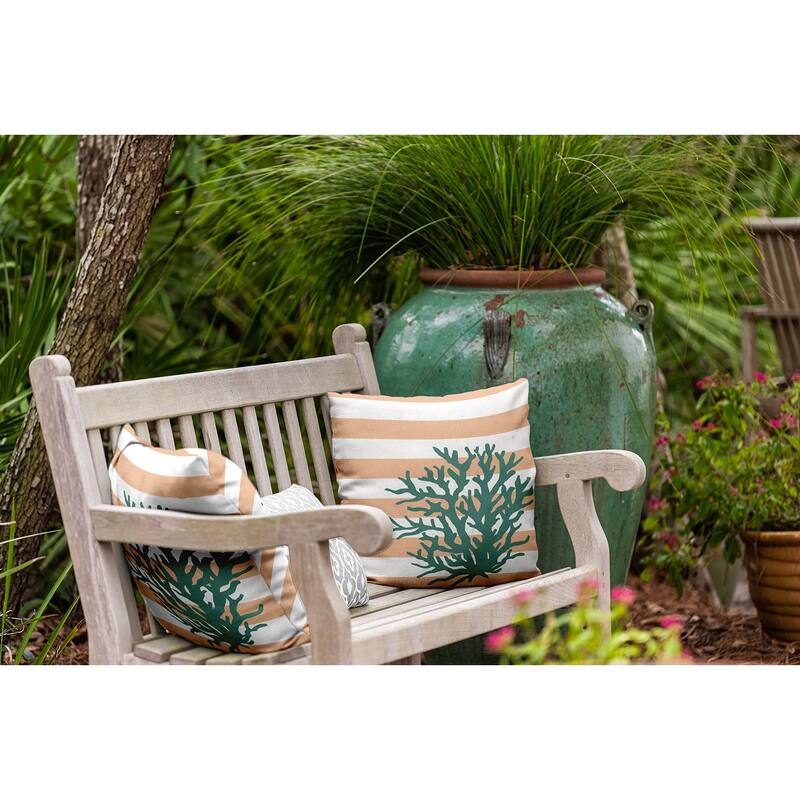 Coral and Stripes Indoor/Outdoor Throw Pillow