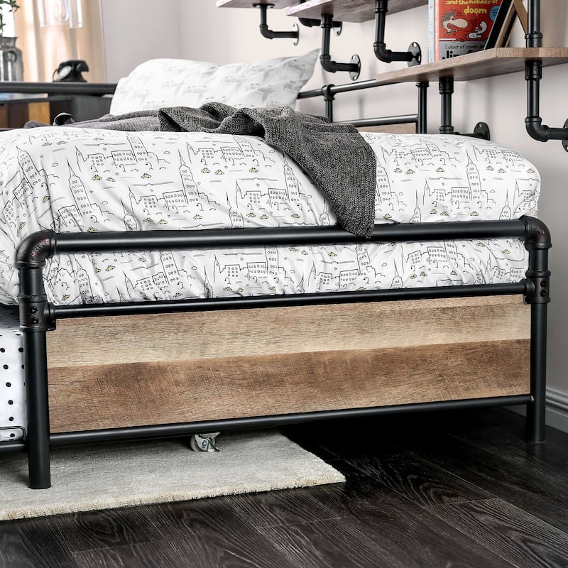 Furniture of America Pern Industrial Black Metal Twin Corner Daybed