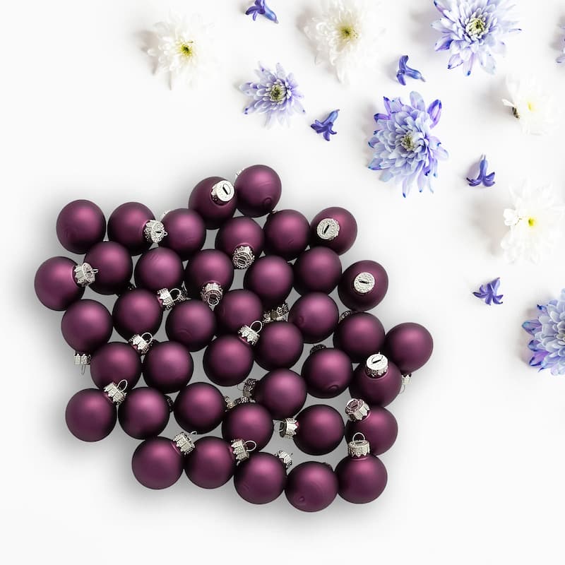 Matte Finish Glass Christmas Ball Ornaments 1.25" (30Mm) Purple 40Ct