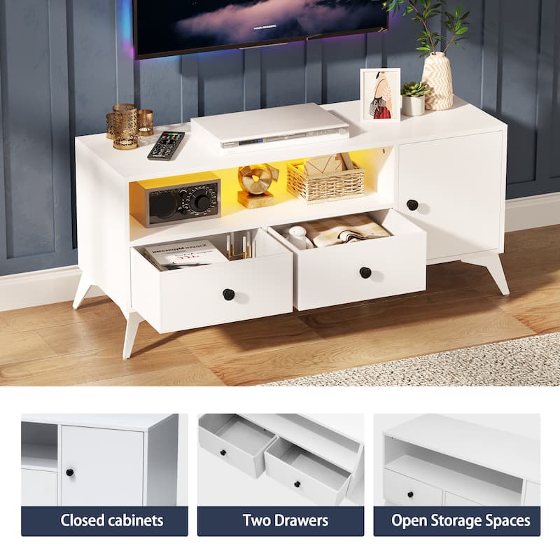 TV Stand Console Table RGB LED Light Cabinet Open Media Storage Gaming Entertainment Center - 47.24" L x 15.74" W x 20.47" H