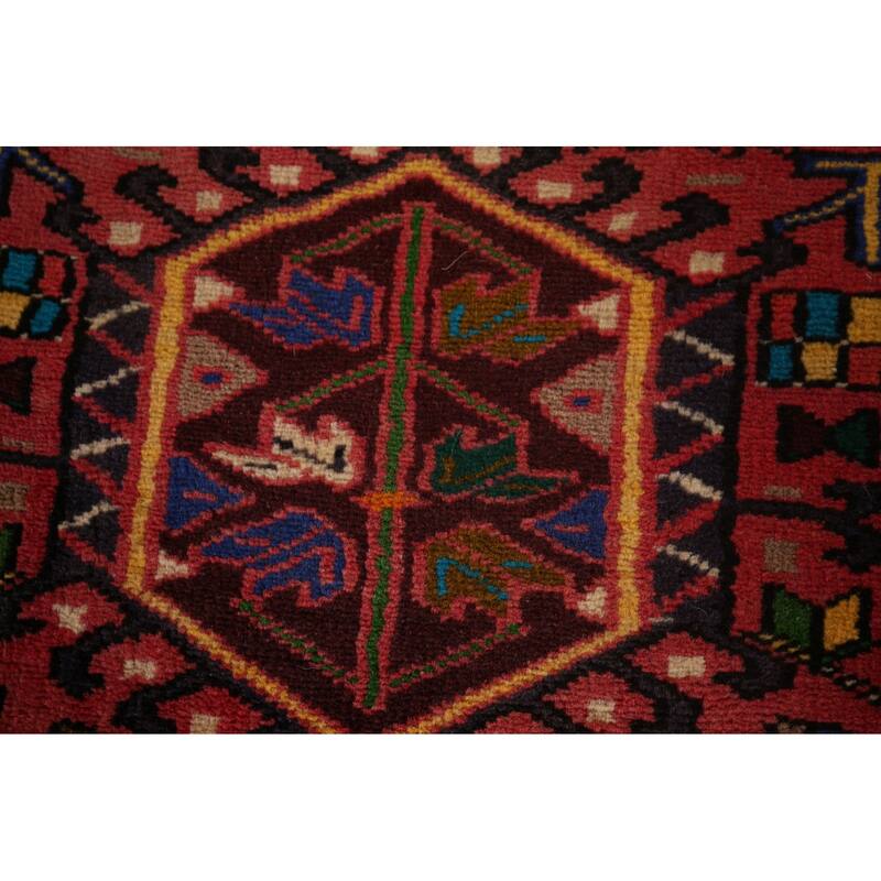 Tribal Gharajeh Persian Runner Rug Handmade Red Wool Carpet - 2'4"x 11'1"