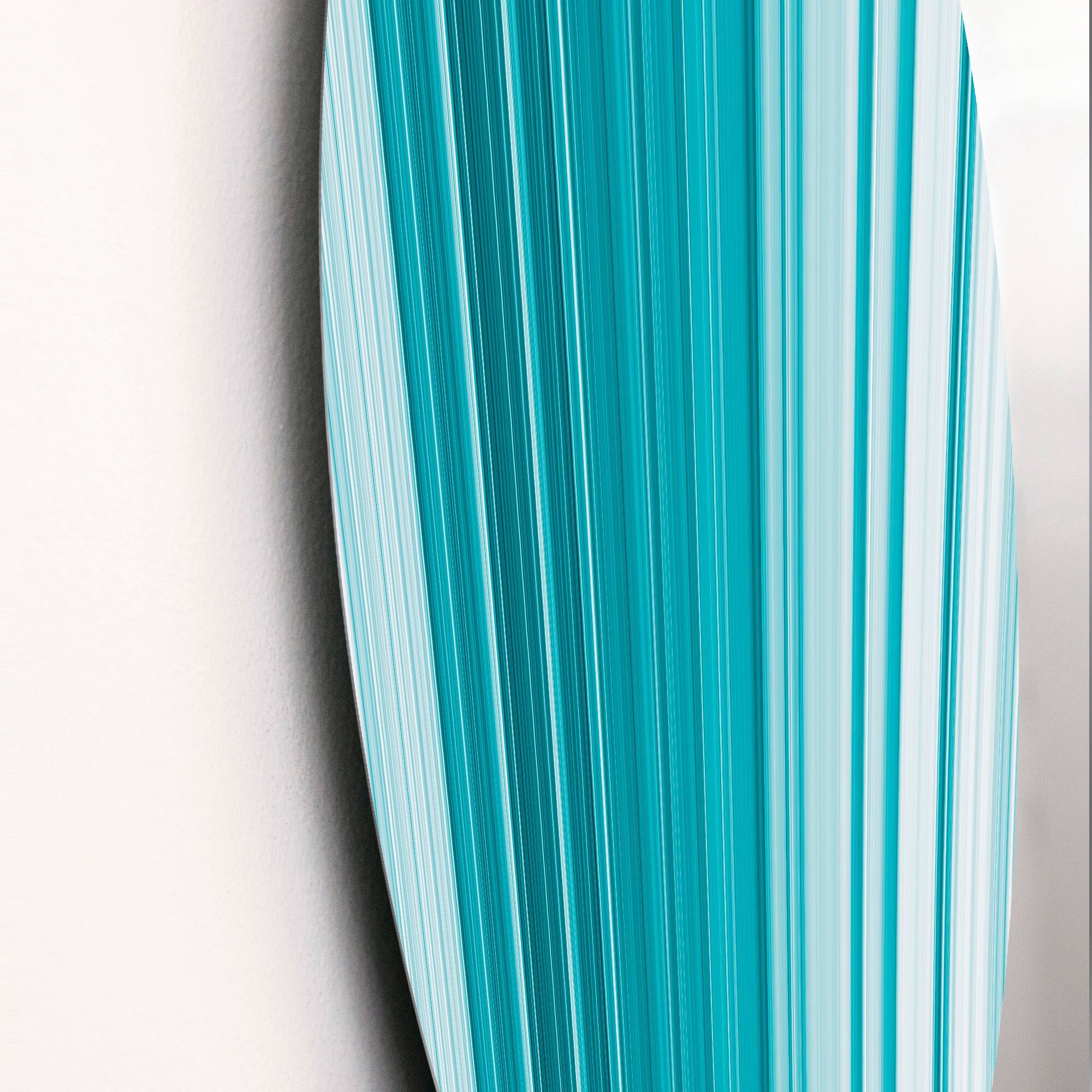 Designart 'Turquoise Vertical Stripes' Patterned Metal Circle Wall Art Bed Bath & Beyond