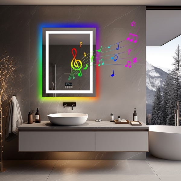Speaker mirror for bathroom top